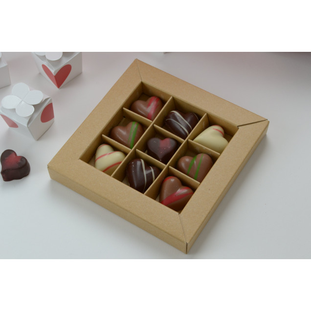 Coffret 9 Coeurs en Chocolat